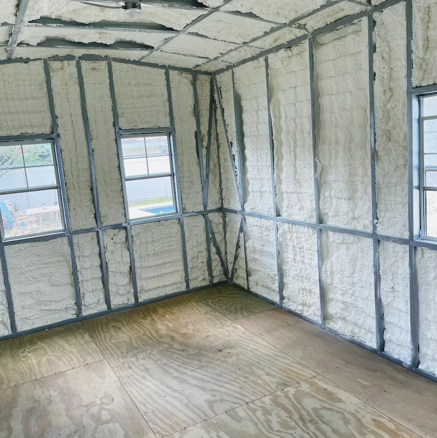Closed-cell spray foam insulation applied to wall cavities in a residential project in Sault Ste. Marie